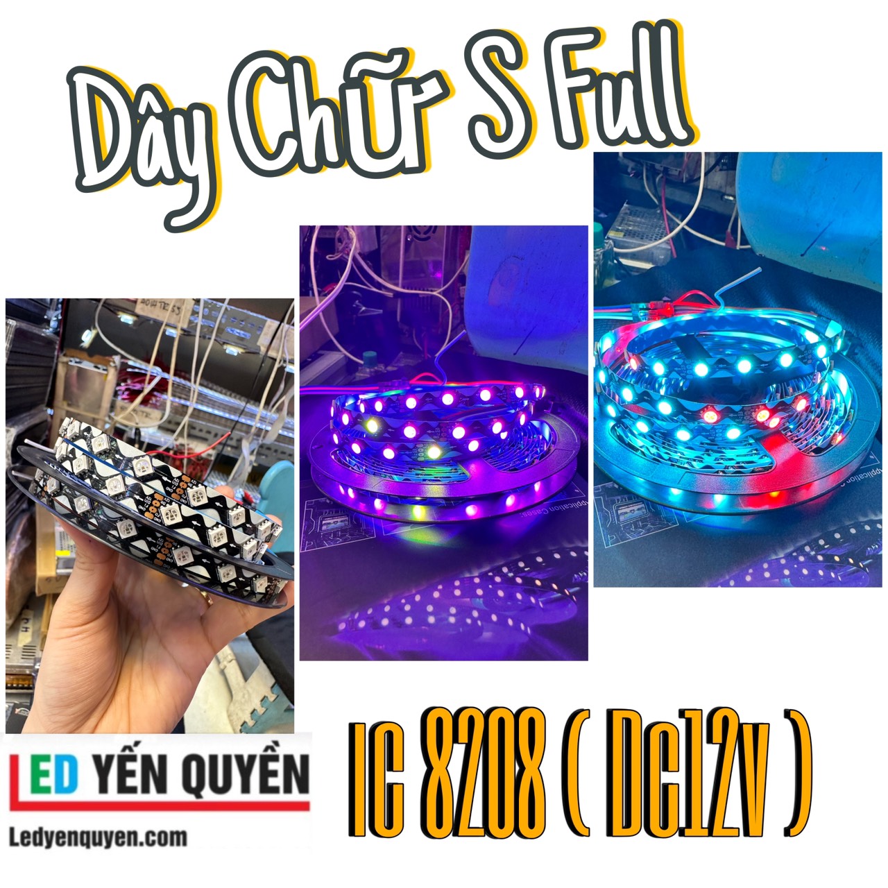 Led dây Chữ S full màu 8208 12v 5mét 